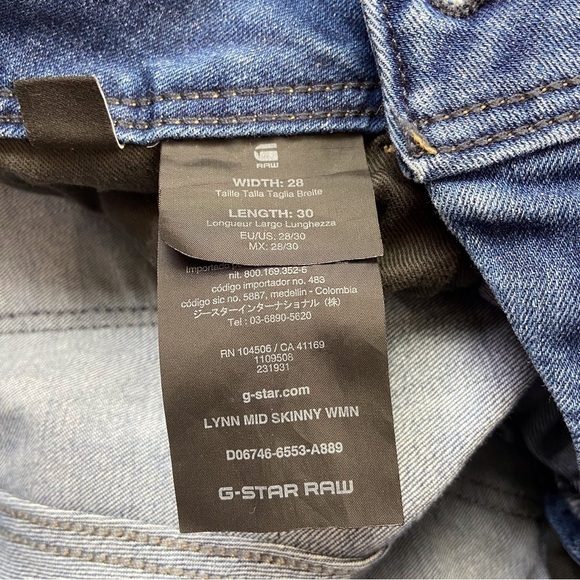 Raw G-Star jeans Lynn mid rise skinny strechy denim size 28 - Picture 10 of 15